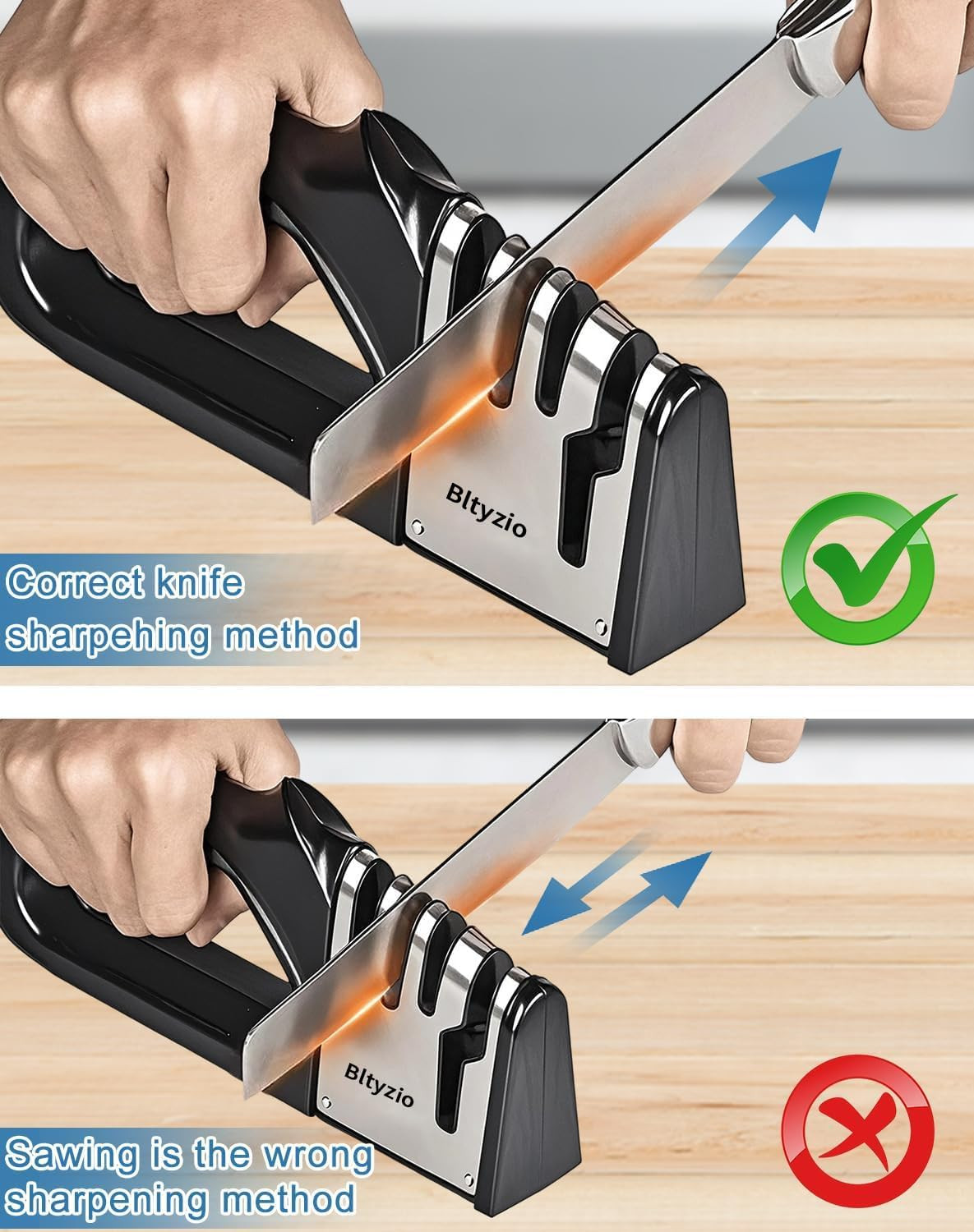 4-In-1 Manual Knife Sharpener for Kitchen Knives & Scissors, Professional Pull-T