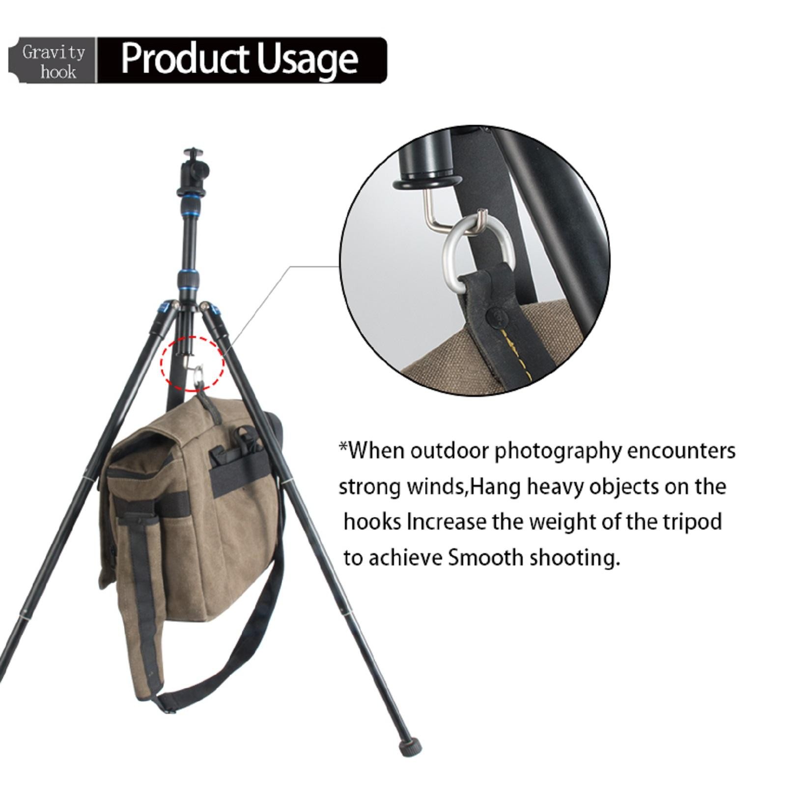 Stainless steel 3/8 interface Tripod Center Tripod Hook For Camera Tripod E