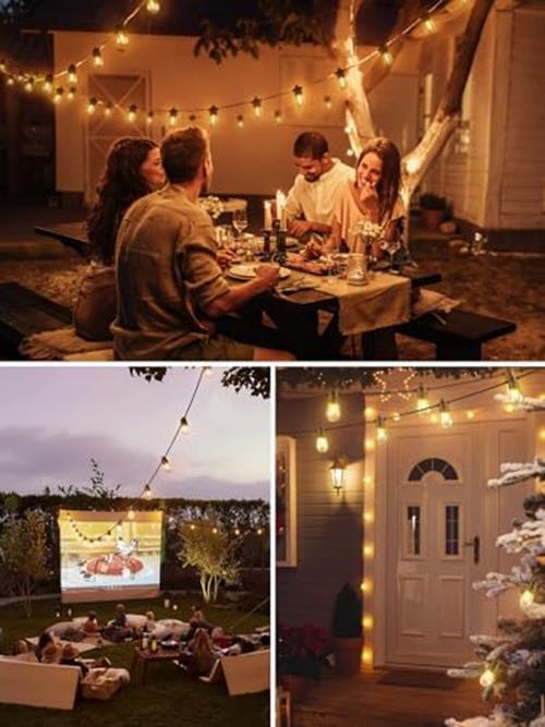 Outdoor String Lights, 48FT Edison Light String Commercial Grade 1 Black