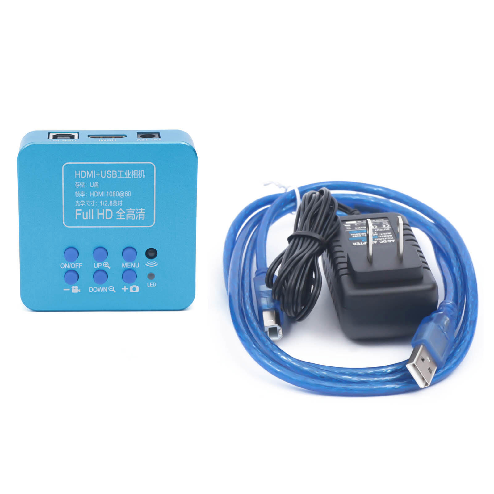 New HD 1080p HDMI Industrial Digital Video Microscope Camera C Mount USB Blue