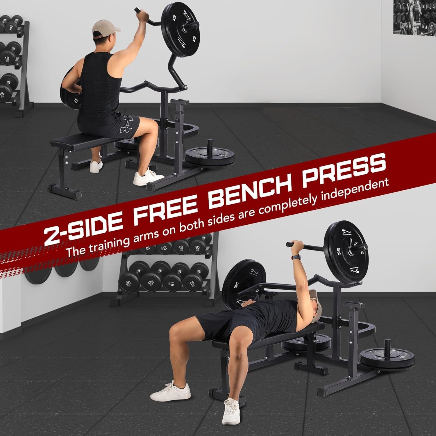 Chest Press Machine 1250 Lbs Bench Press Machine with Independent Flat Bench