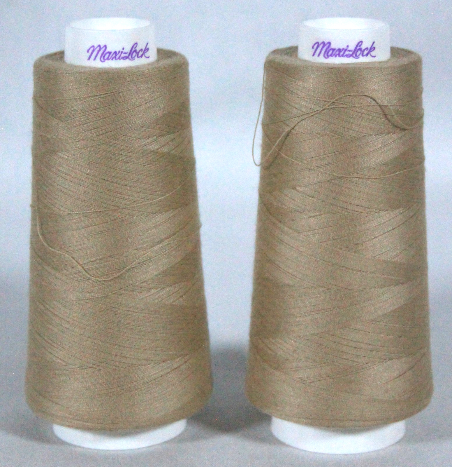2 MAXI-LOCK ALL-PURPOSE 100% POLYESTER SERGER THREAD~3000 YD CONE KHAKI NEW