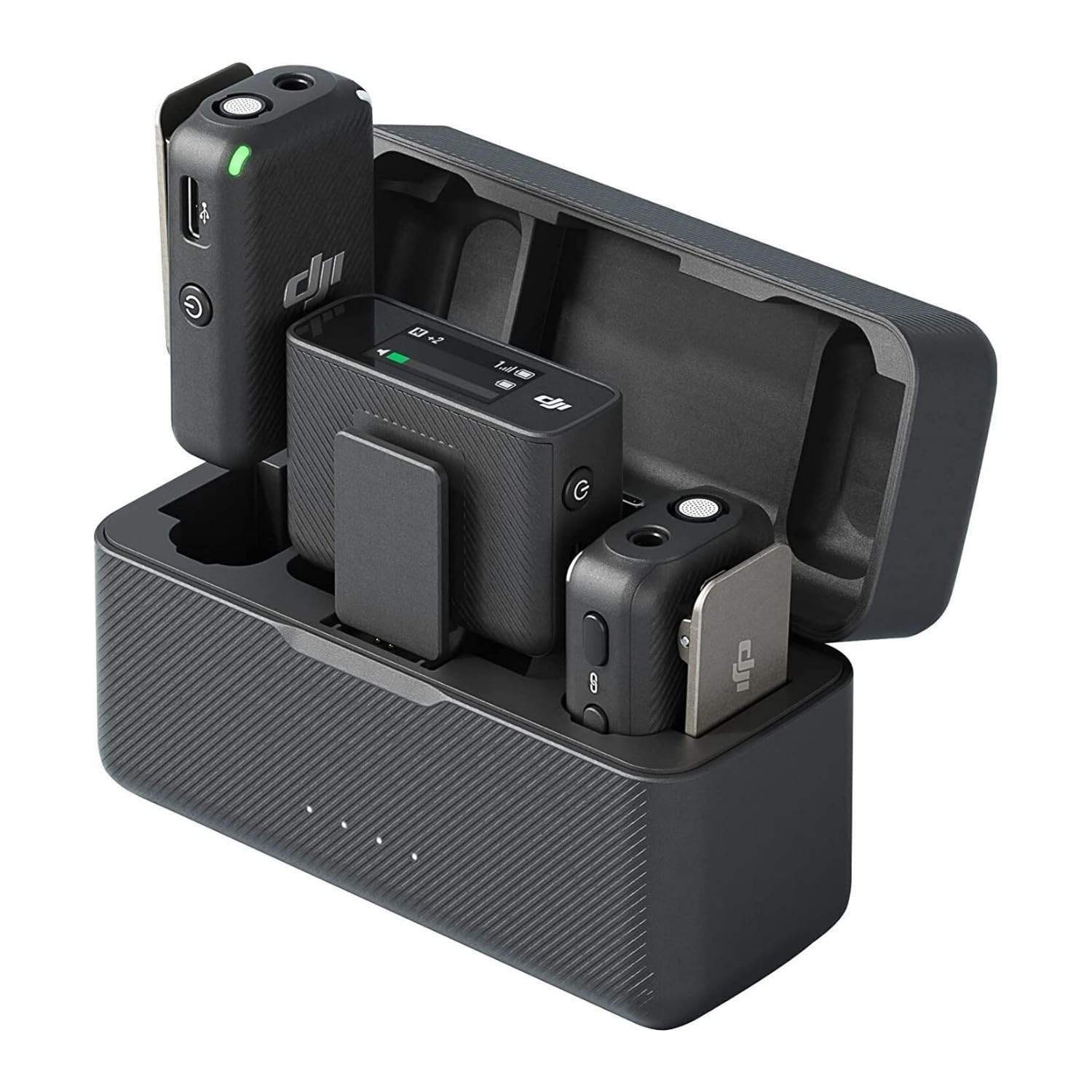 DJI Mic (2 TX + 1 RX + Charging Case), Wireless Lavalier Compact, Black