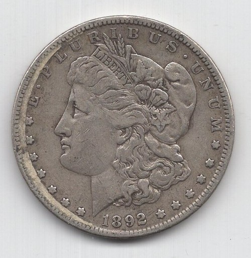 1892 Philadelphia  Morgan Silver Dollar