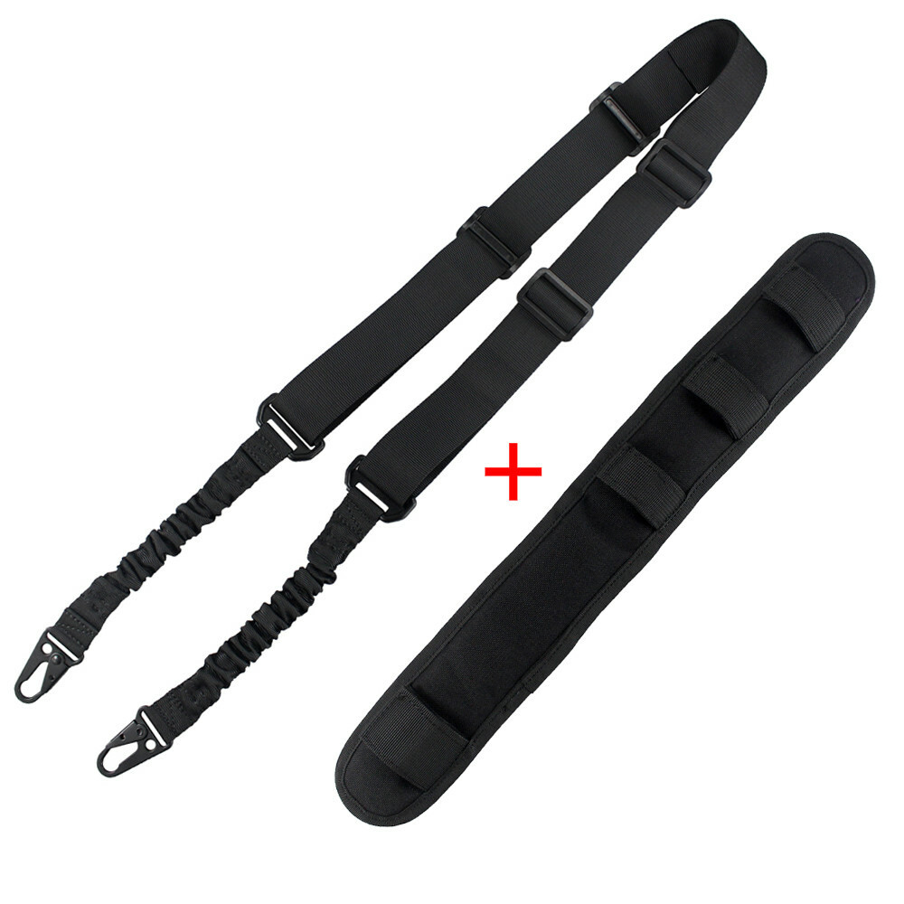 Tactical 2 Points Bungee Rifle Sling Length Adjustable with Shoulder Strap Pad