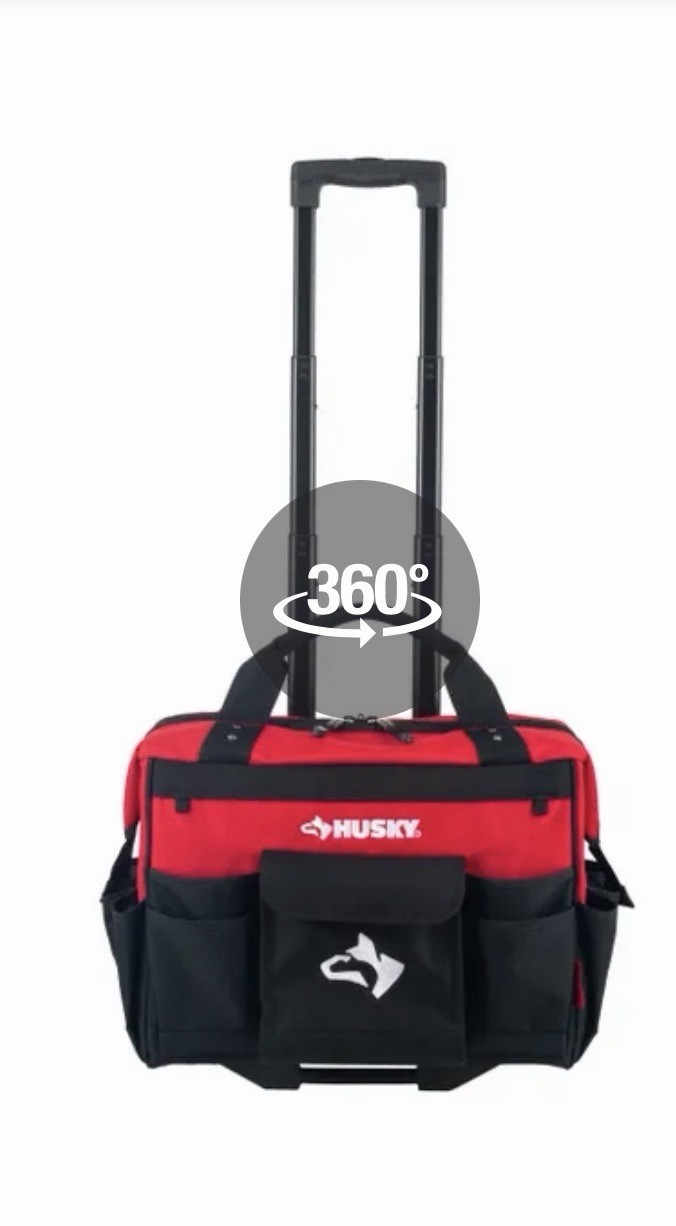 Husky Rolling Tool Bag w/ Telescoping Handle & Wheels, Red/Black