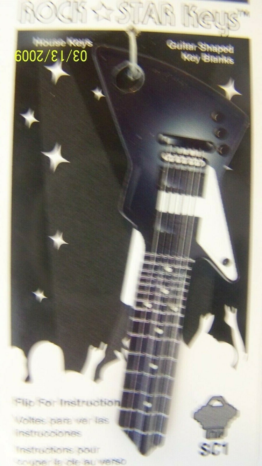 Black EXP electric Guitar  shape Schlage SC1 68 house key blank.