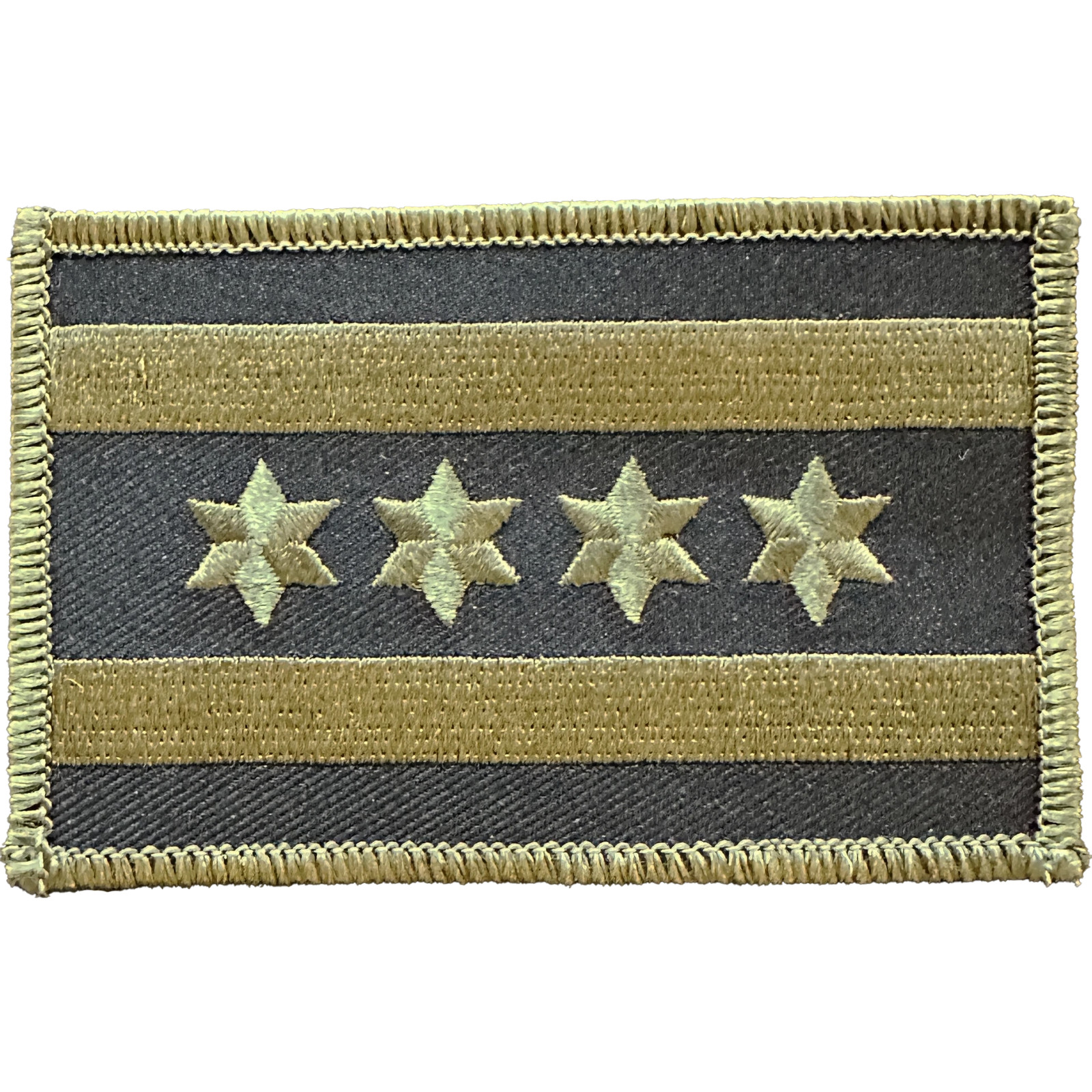 CITY OF CHICAGO FLAG PATCH: Black / Olive Drab Border