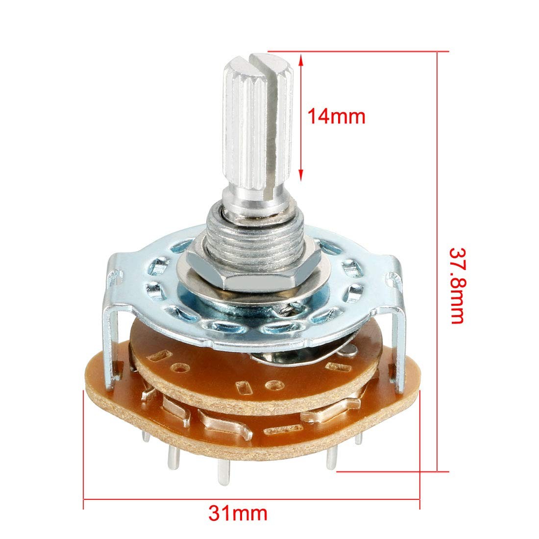 uxcell 12Pin 2P5T 2 Pole 5 Position Selectable Single Deck Band Selector Rotary