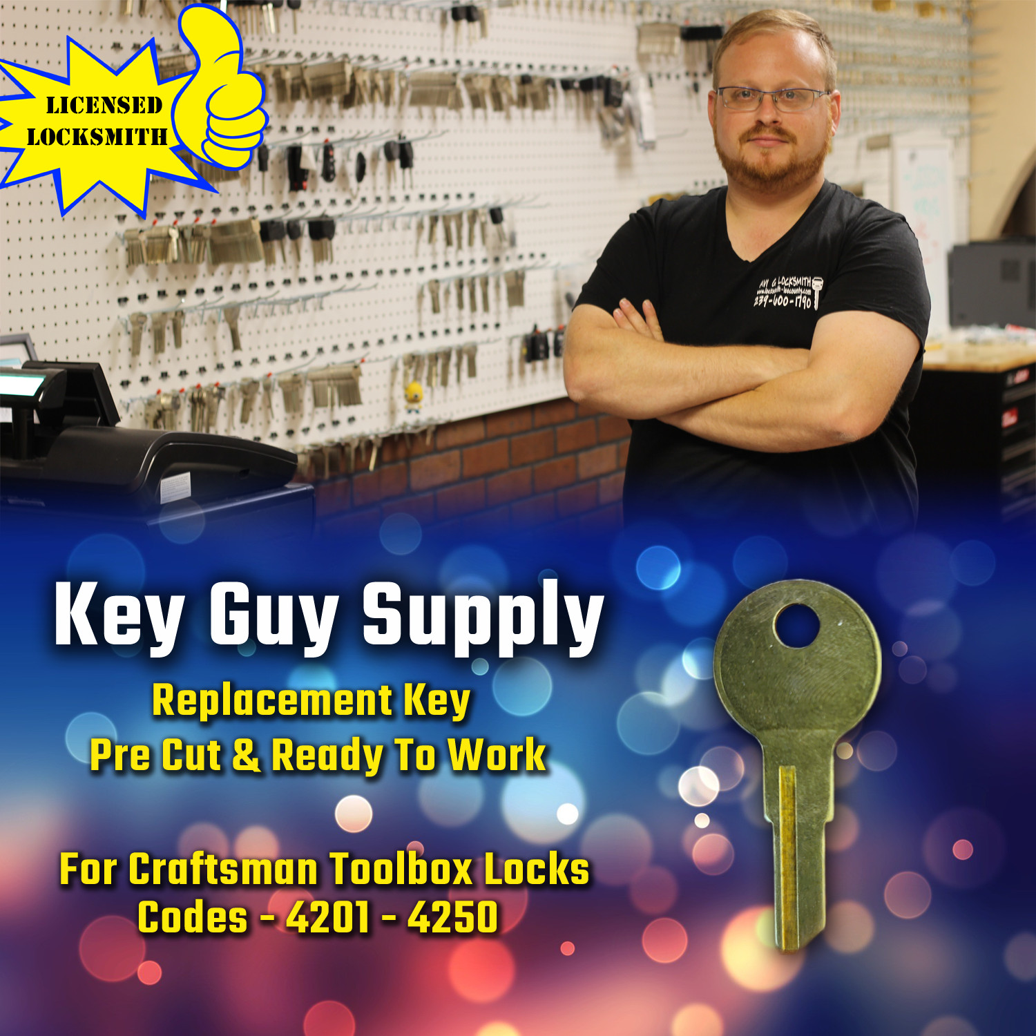 4201-4250. Replacement Key For Craftsman Tool Box Locks. Pre Cut To Your Code.