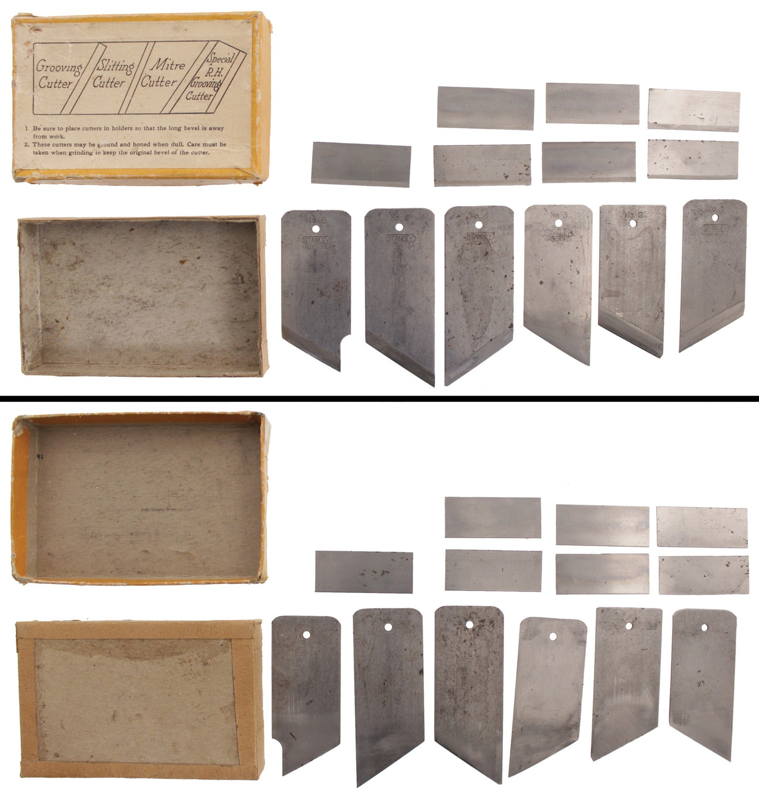 Orig. Full Set of Cutters for Stanley No. 193 Plane - Original Box- mjdtoolparts