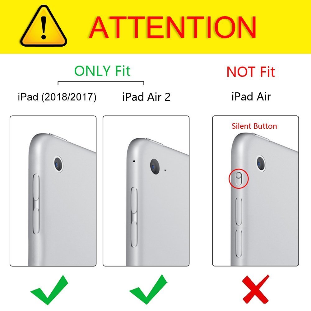 For iPad 9.7 2018 6th Gen Mutiple Angles Screen Protector Hard Back Case Cover