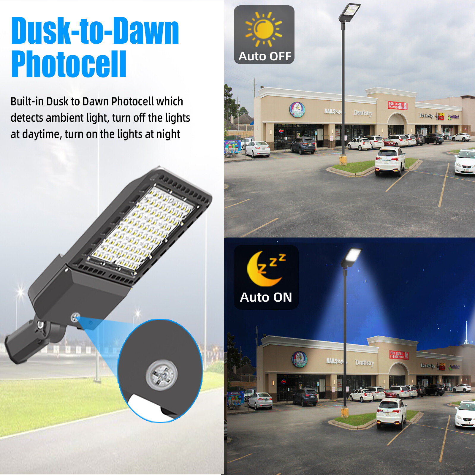 300 watt LED Shoebox Parking Lot Light Fixture Outdoor LED Lighting, 5000K White