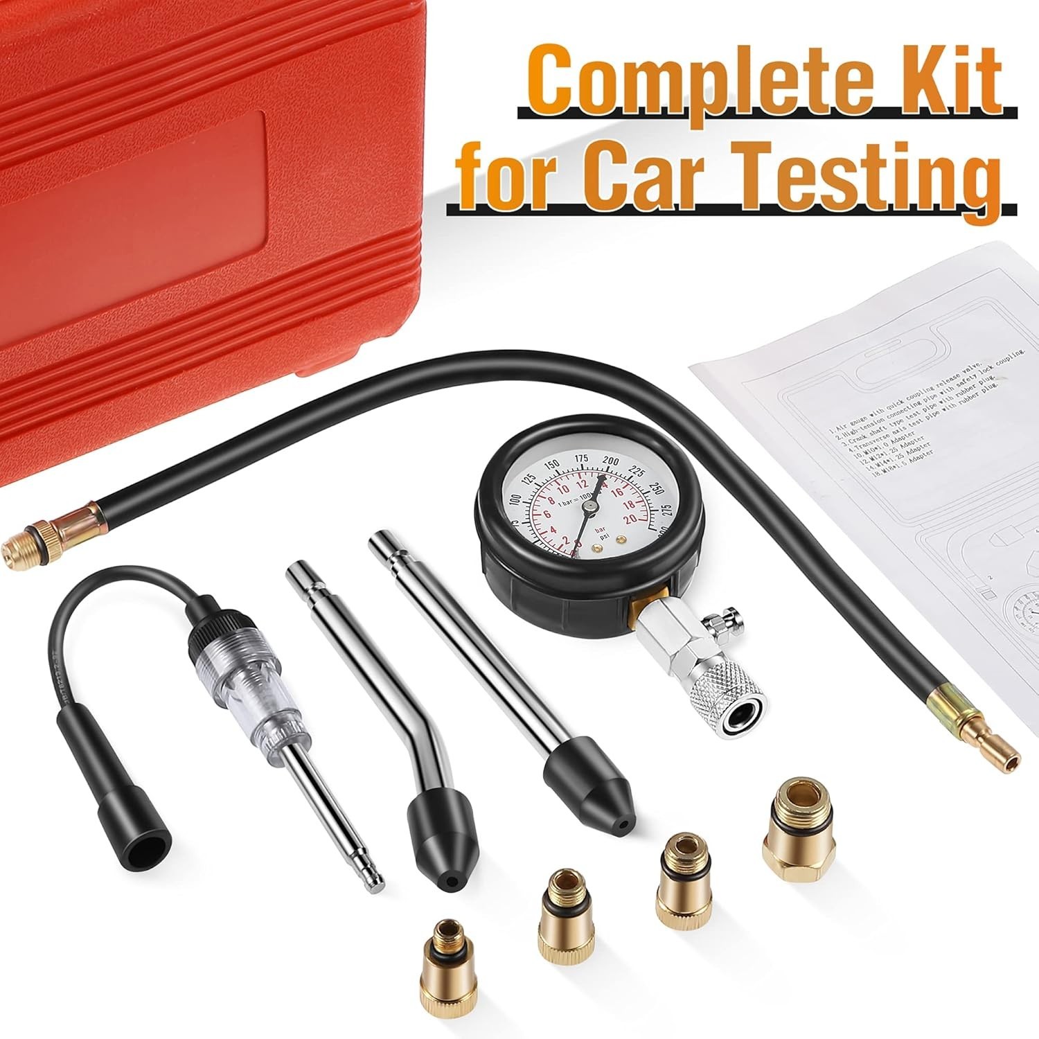 Automotive Compression Tester Kit with Spark Plug Tester