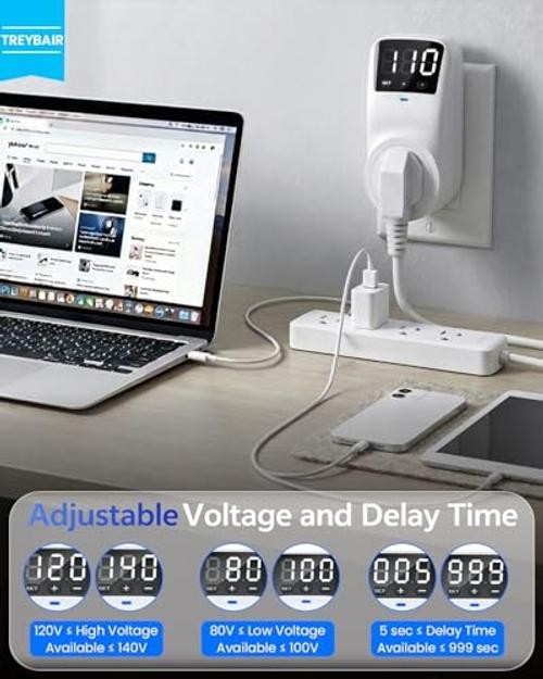 Appliance Surge Protector Voltage Stabilizer Fireproof UL94V-1 Wall 1AC, 2 Pack