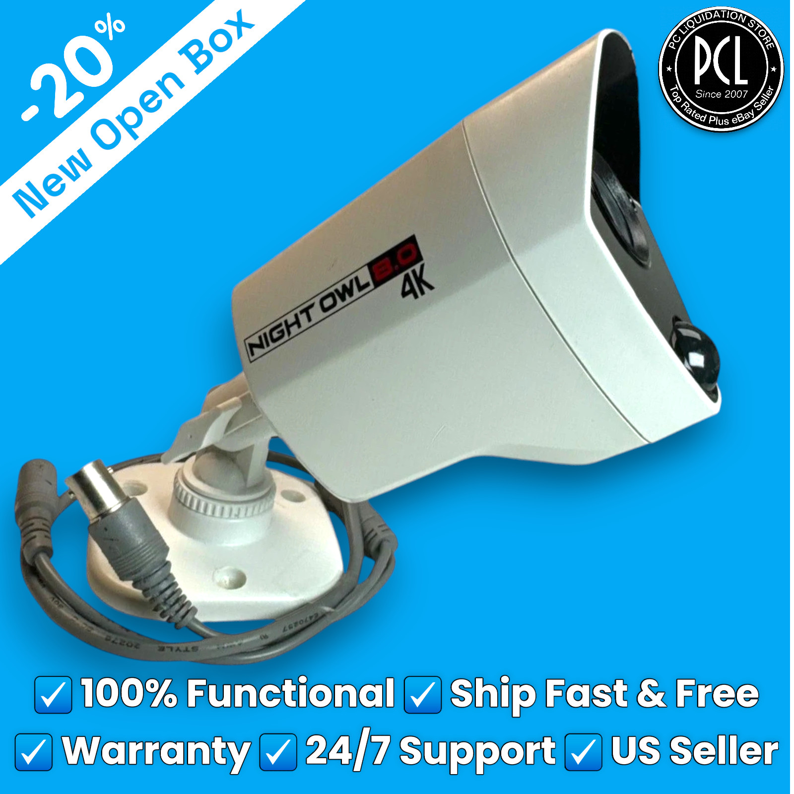 ✅ NEW OPEN BOX: Night Owl 8.0 4K 8MP Security Camera CM-PTHD80W-BU ✅