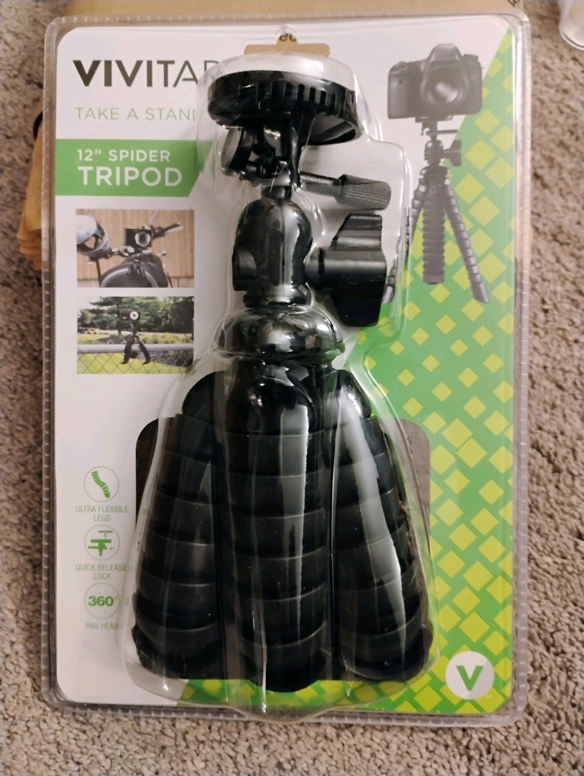 Vivitar Spider Tripod Black (VIV-SP-12-BLK) Rubberized Camera Mount- NEW