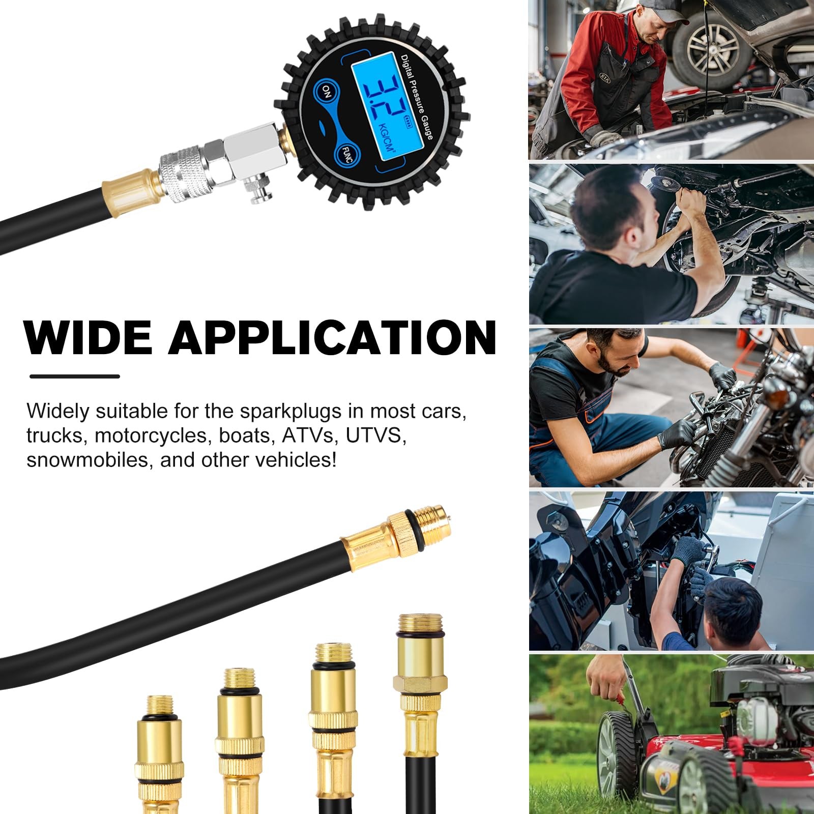 BETOOLL 8pcs Compression Tester Automotive - Digital Large, Red