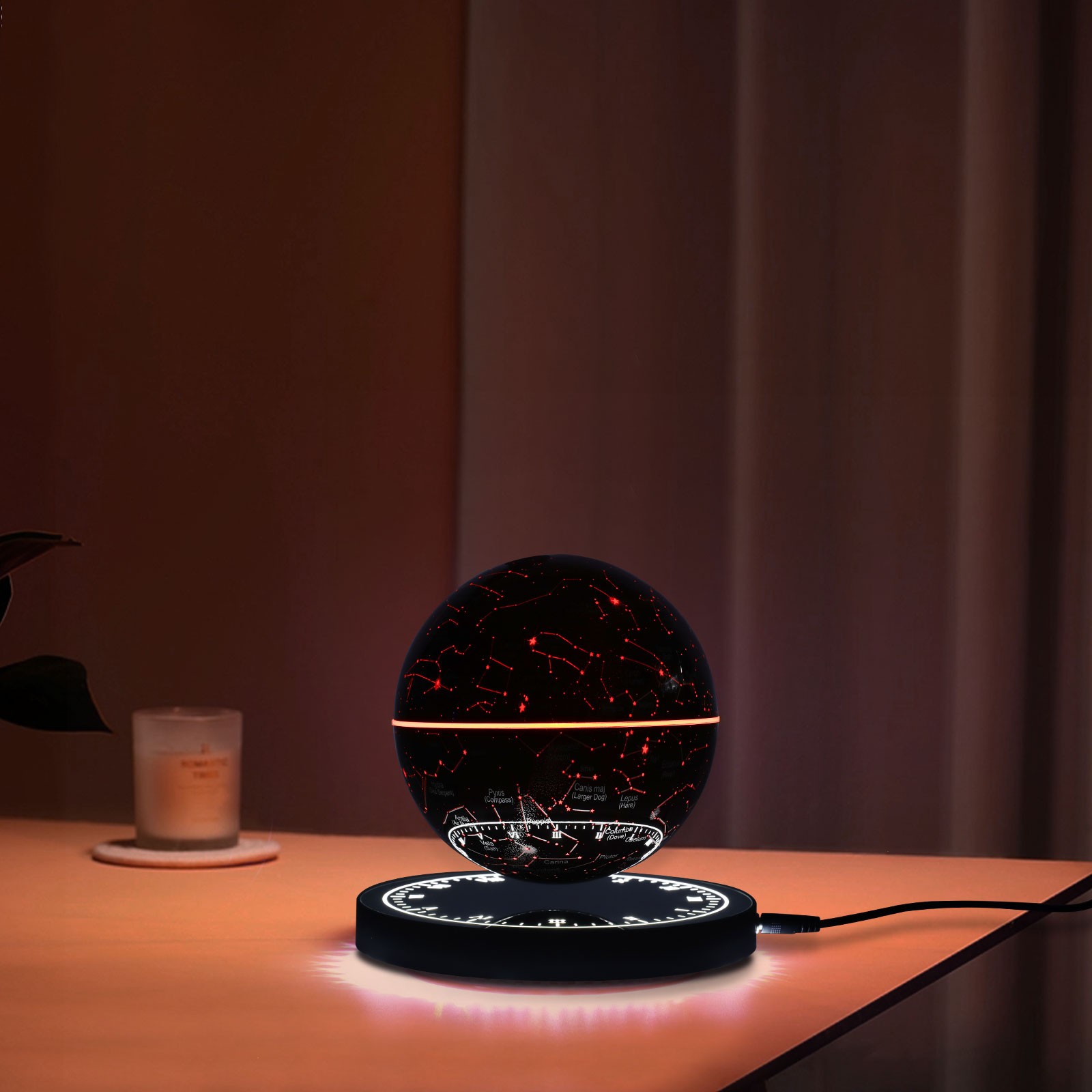 Illuminated Magnetic Levitating Globe w LED Floating Globe Auto-Rotating Globe
