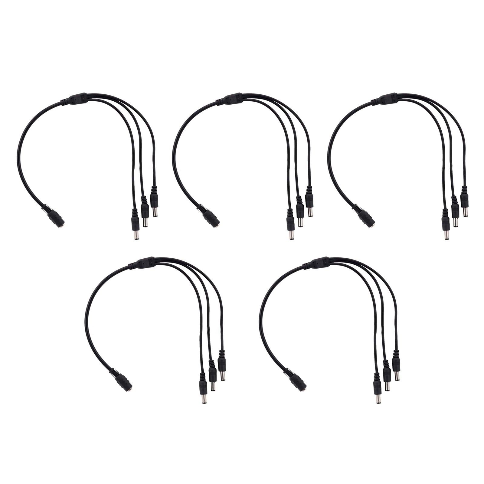5Pcs 1:3 DC Power Splitter Cable Cord 1 Female to 3 Male 5.5x2.1mm 12V Port Kit