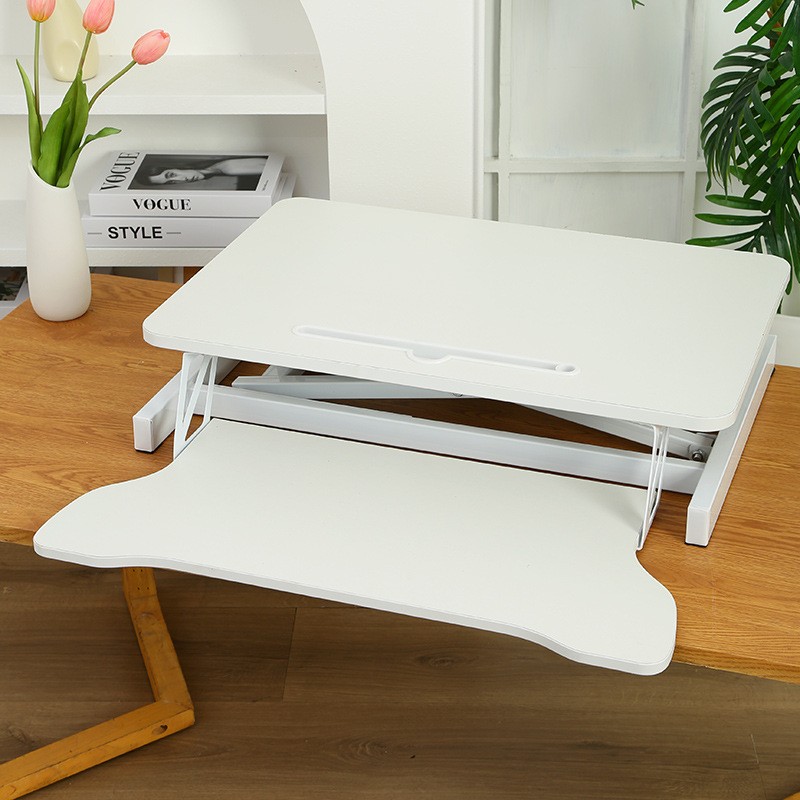 32 Inch Height Adjustable Computer Desk w/ Wide Keyboard Tray, WHITE