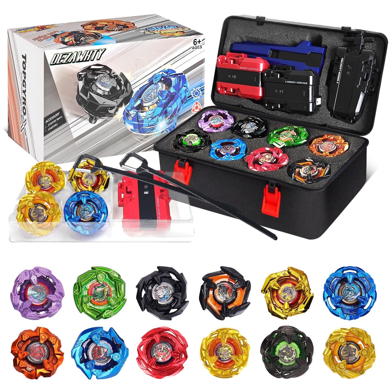 X Set Include 12 Right Spin Tops 3 Launchers And 1 Grip Battle Toy Portable Box*