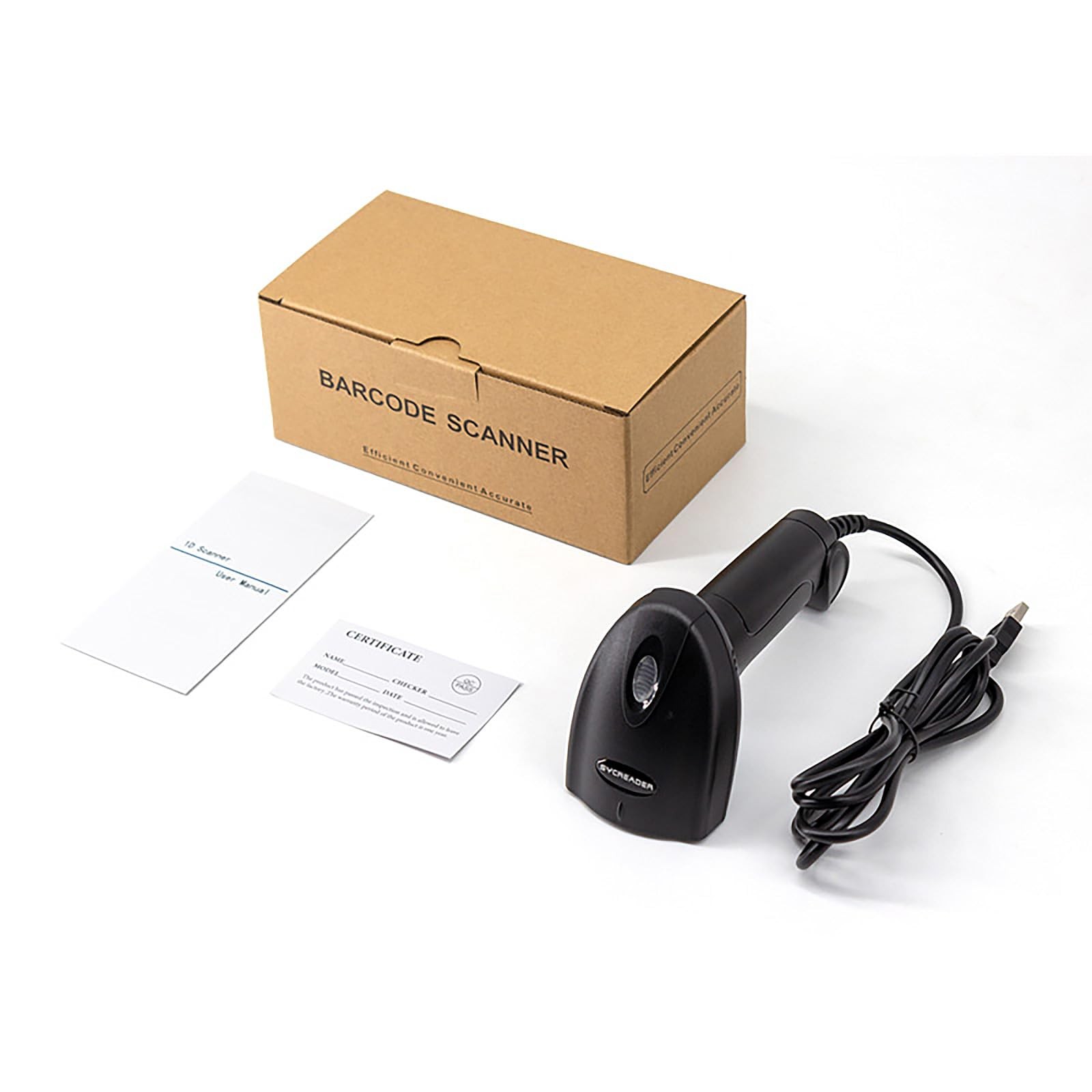 JIAN BOLAND Barcode Scanner USB 1D Wired CCD Reader Black-U1C