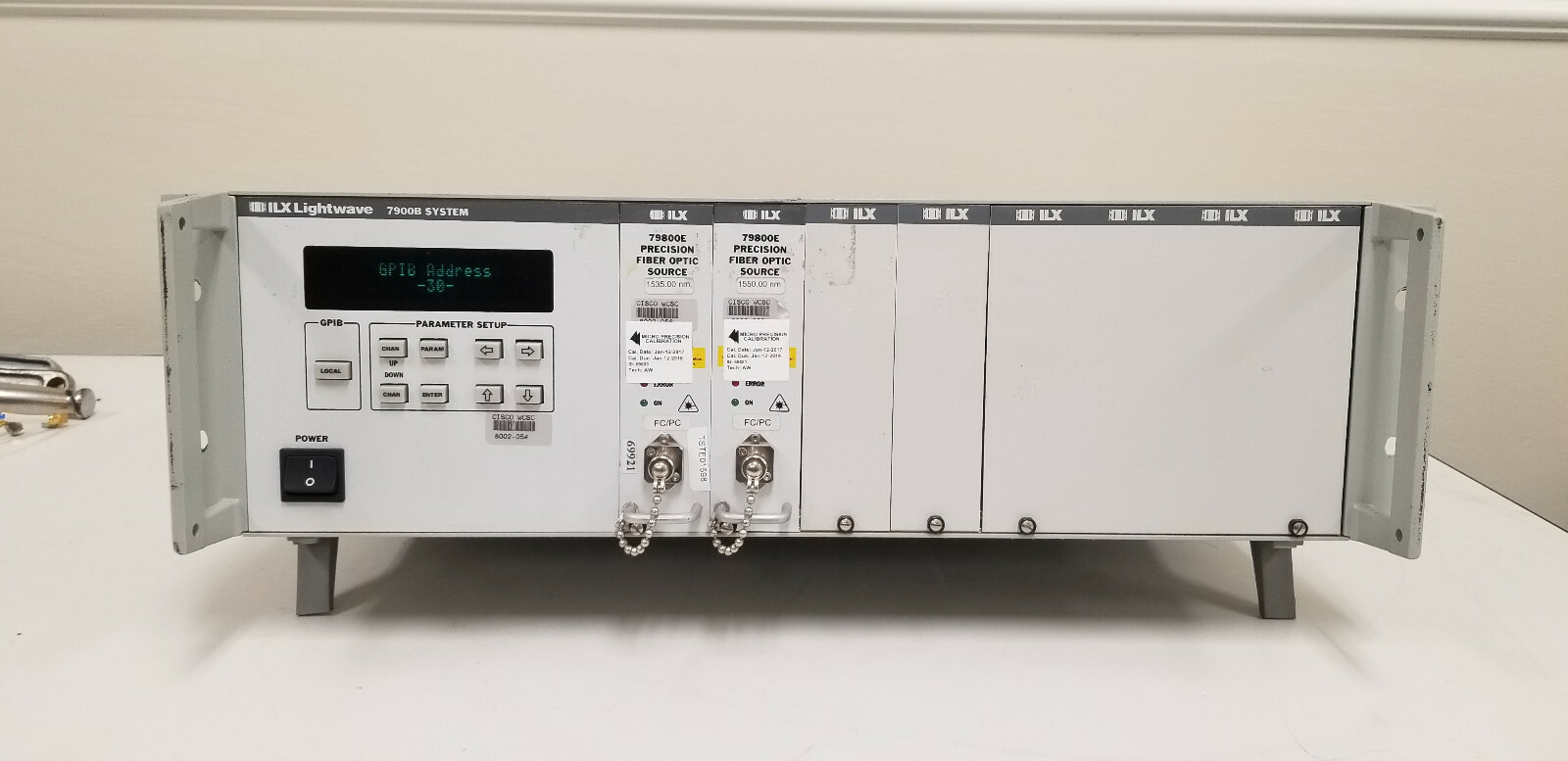ILX Lightwave 7900B with (2) 79800E Fiber Optic Sources