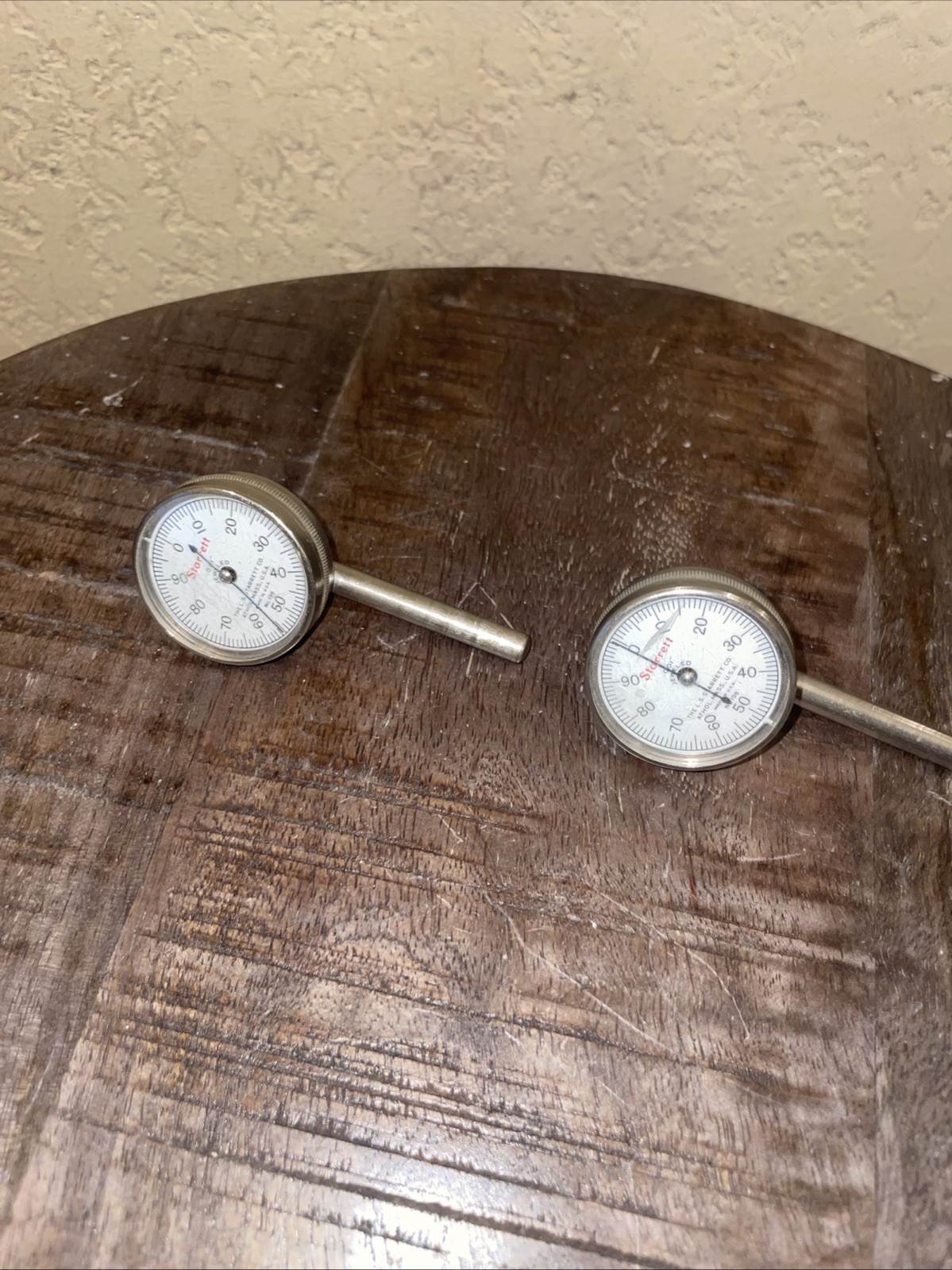 Lot Of 2 Vintage Starrett No. 196 Dial Test Indicator - Parts Or Repair - Read