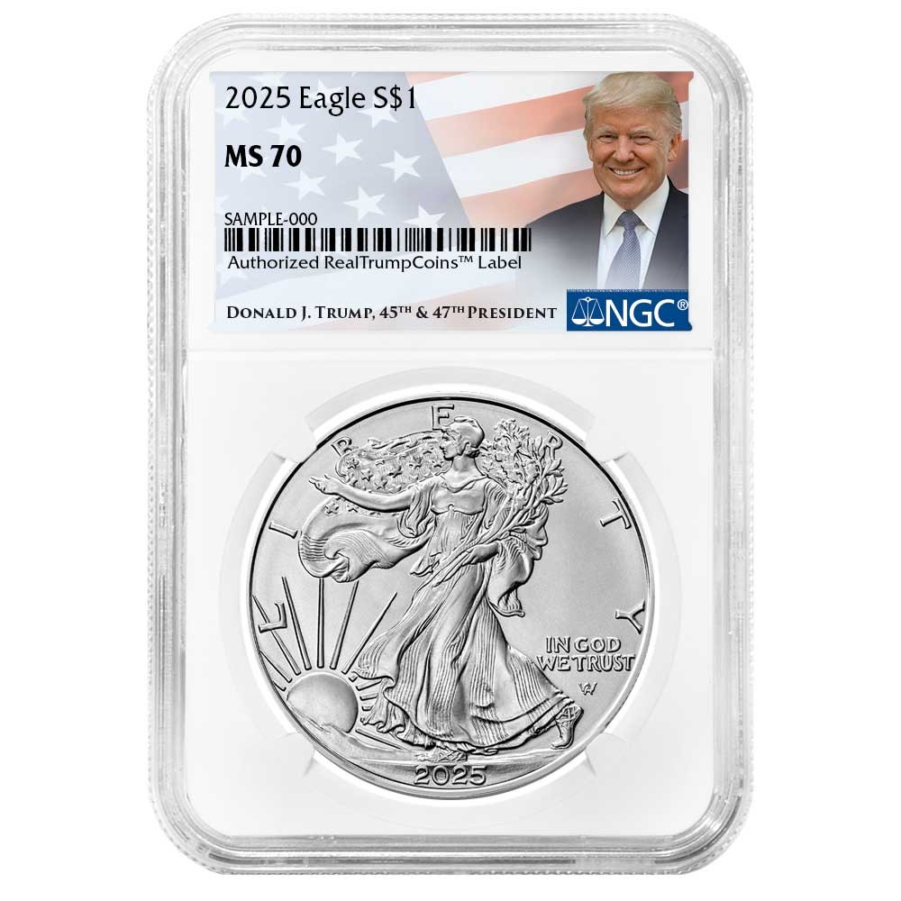 2025 $1 American Silver Eagle NGC MS70 Trump Label
