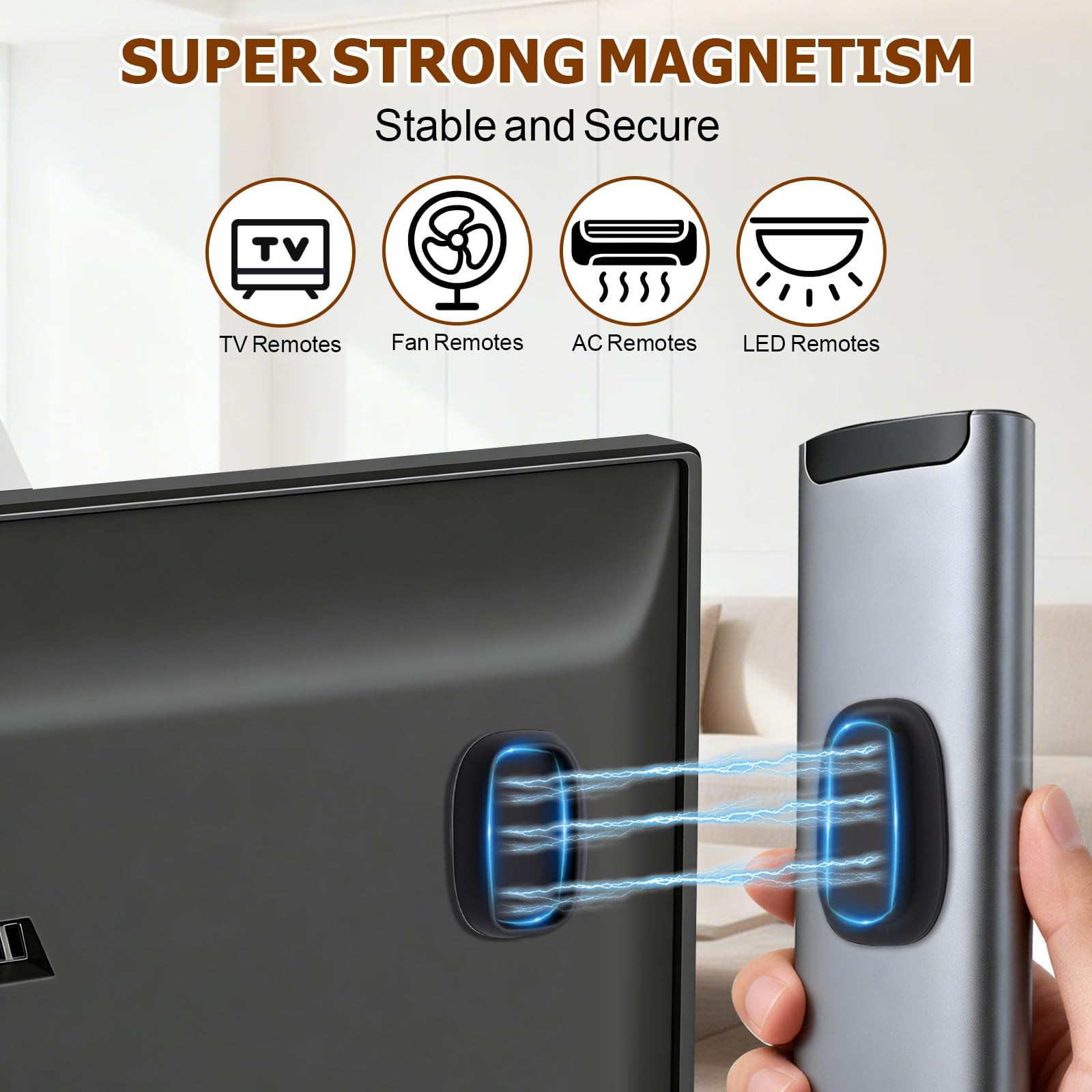 Magnetic Remote Control Holder 4 Pack Wall Mount No Drill Self-Adhesive