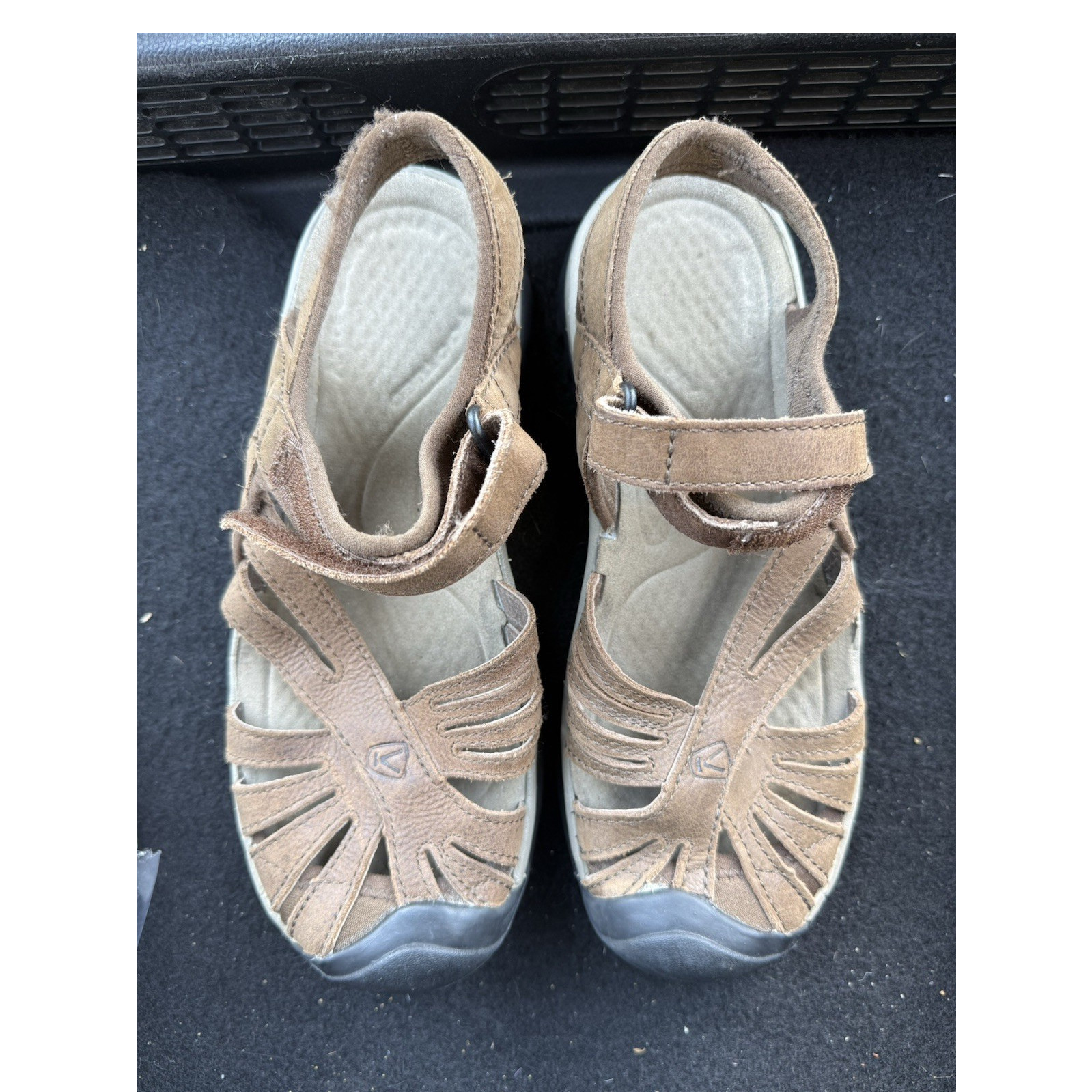 KEEN Brown Suede Sport Sandals womens Adults 6.5 Toe Protection Hook & Loop