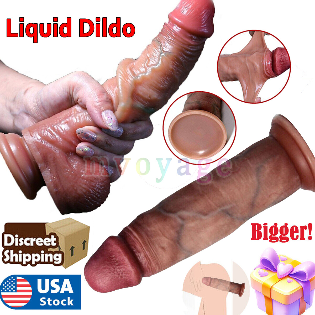 Liquid Silicone Realistic Huge Dildo Cock Suction Cup Women Sex Toys Thick Dong