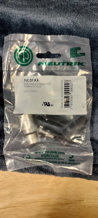 (25 PACK) NEUTRIK NC3FXX 3-Pin XLR Female Cable Mount Connector Nickel Bulk