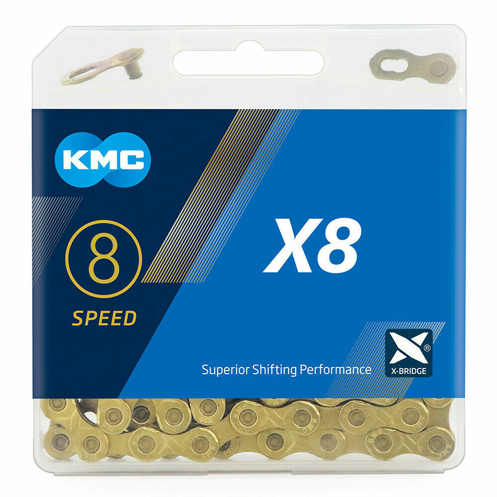 KMC X8 Gold Bicycle Chain 6/7/8 Speed 116 Links for MTB Road Bike Shimano