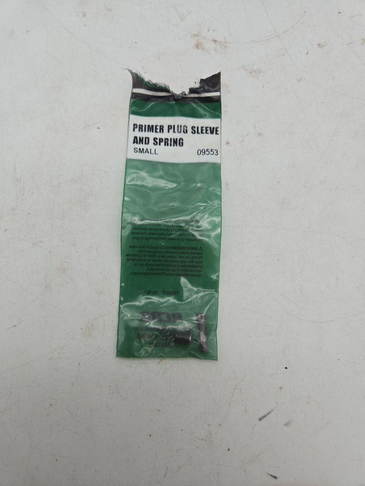 RCBS  Primer Plug, Sleeve and Spring, Small , mpn #9553