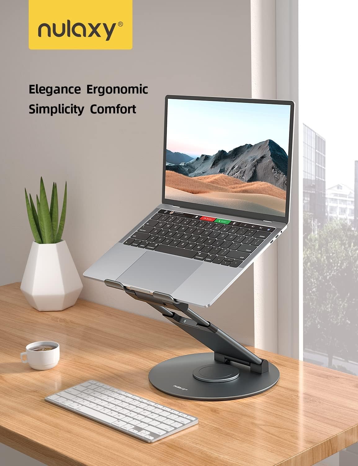 Telescopic 360 Rotating Laptop Stand for Desk Adjustable Height Swivel Pull