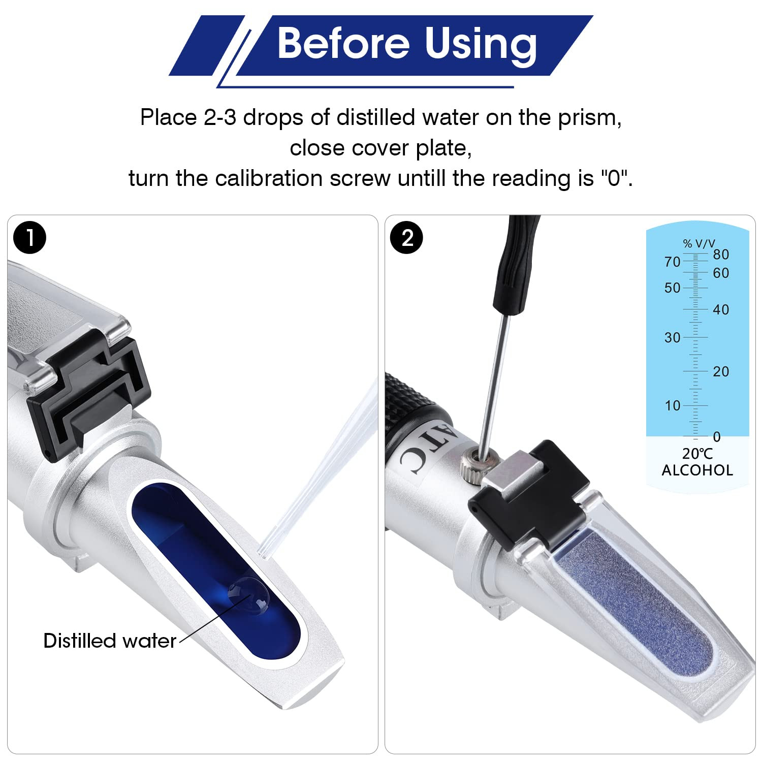 Optics Alcohol Refractometer Automatic Temperature Compensation Alcohol Meter 0~