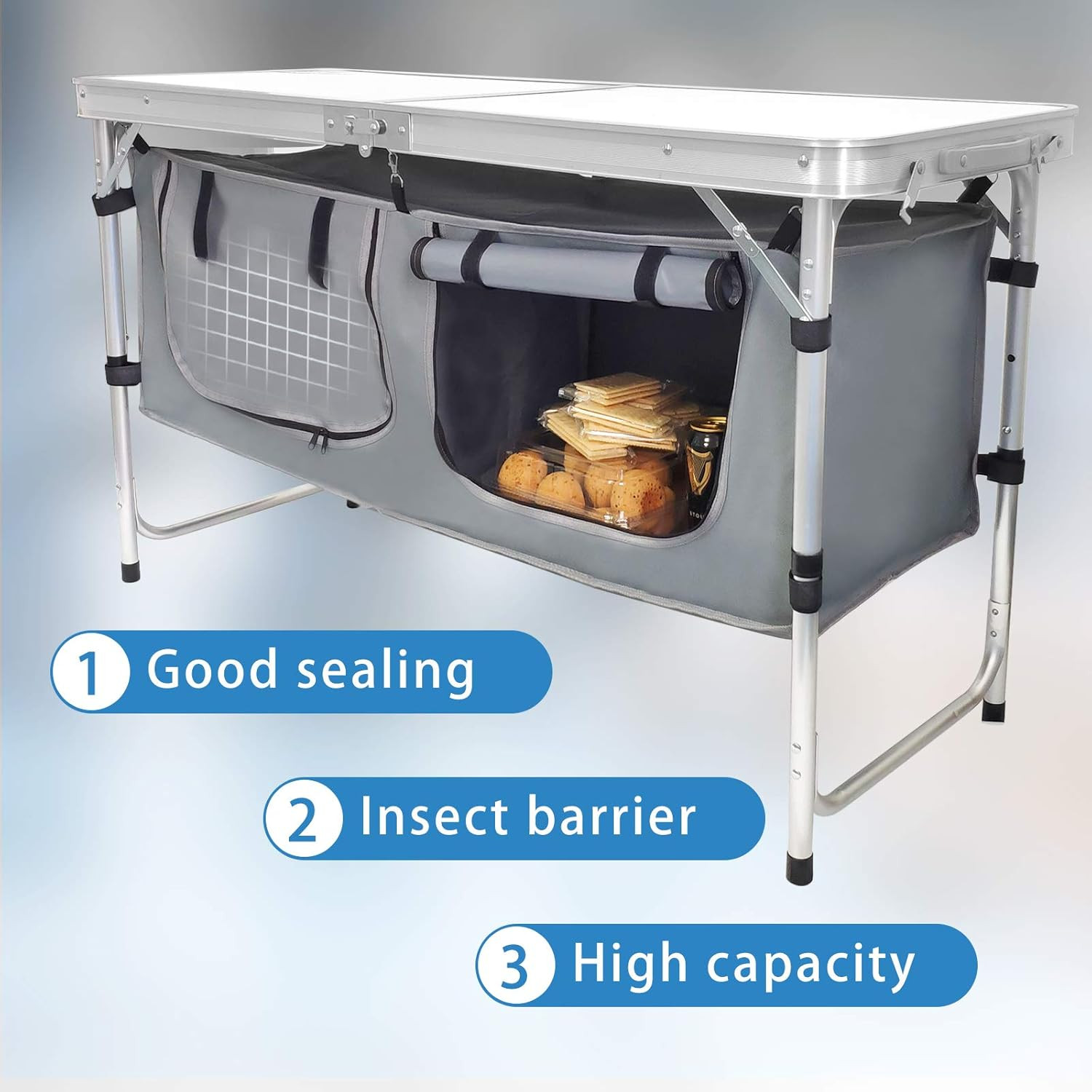 Camping Table Storage Aluminum Adjustable Outdoors Portable Tailgating