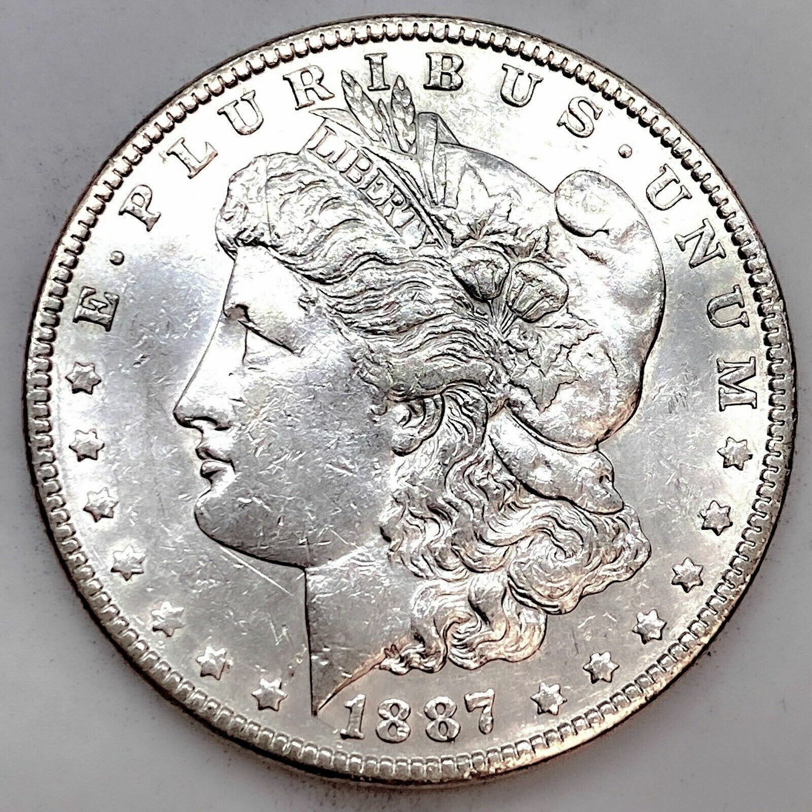 1887  CIRCULATED  MORGAN SILVER DOLLAR 90% SILVER $1 US COIN -NICE!  J52