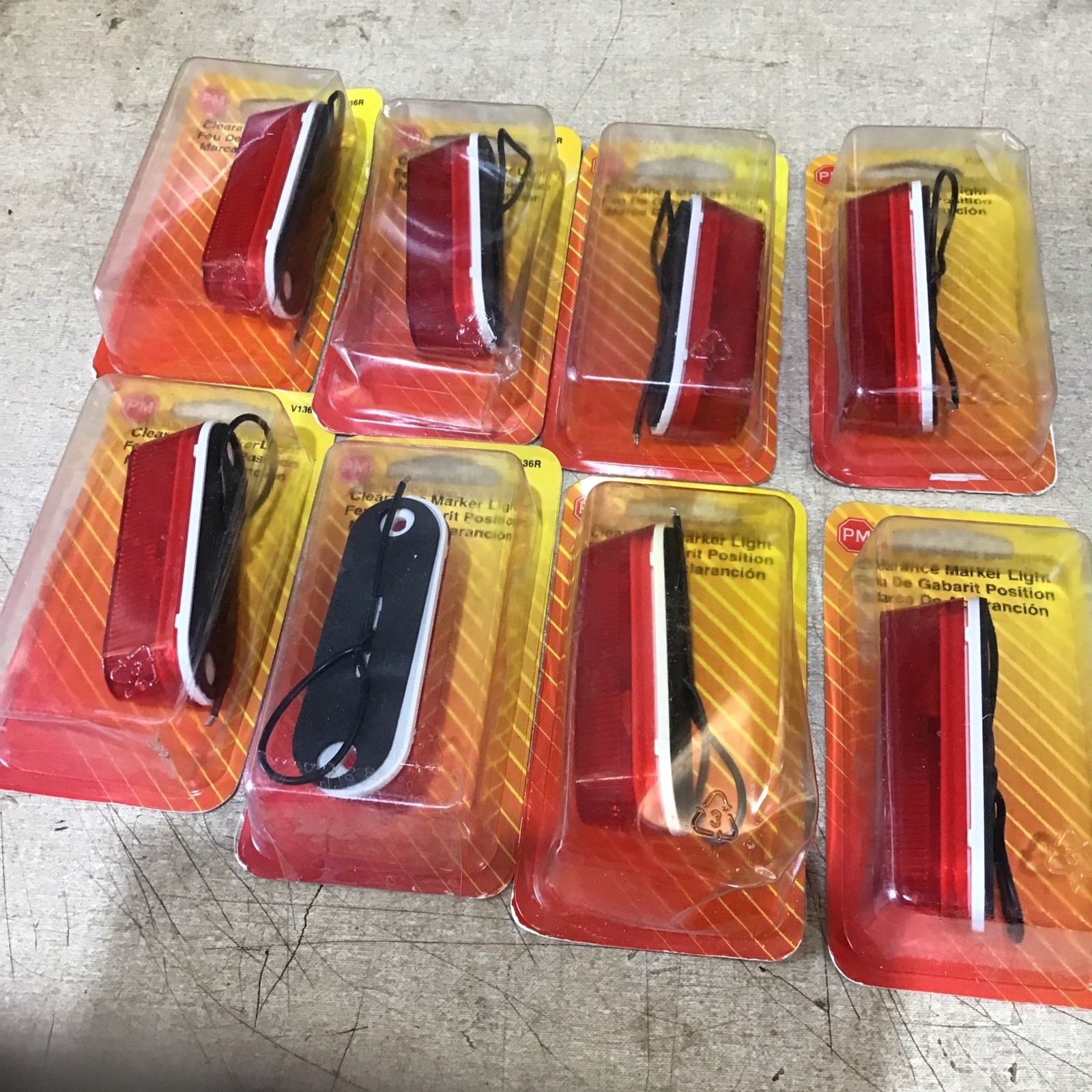 Lot of Eight (8) Peterson Manufacturing V136R Red Clearance Light