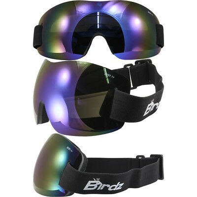 Birdz Eyewear Starling Skydiving Motorcycle Safety Goggles Blue ReflecTech
