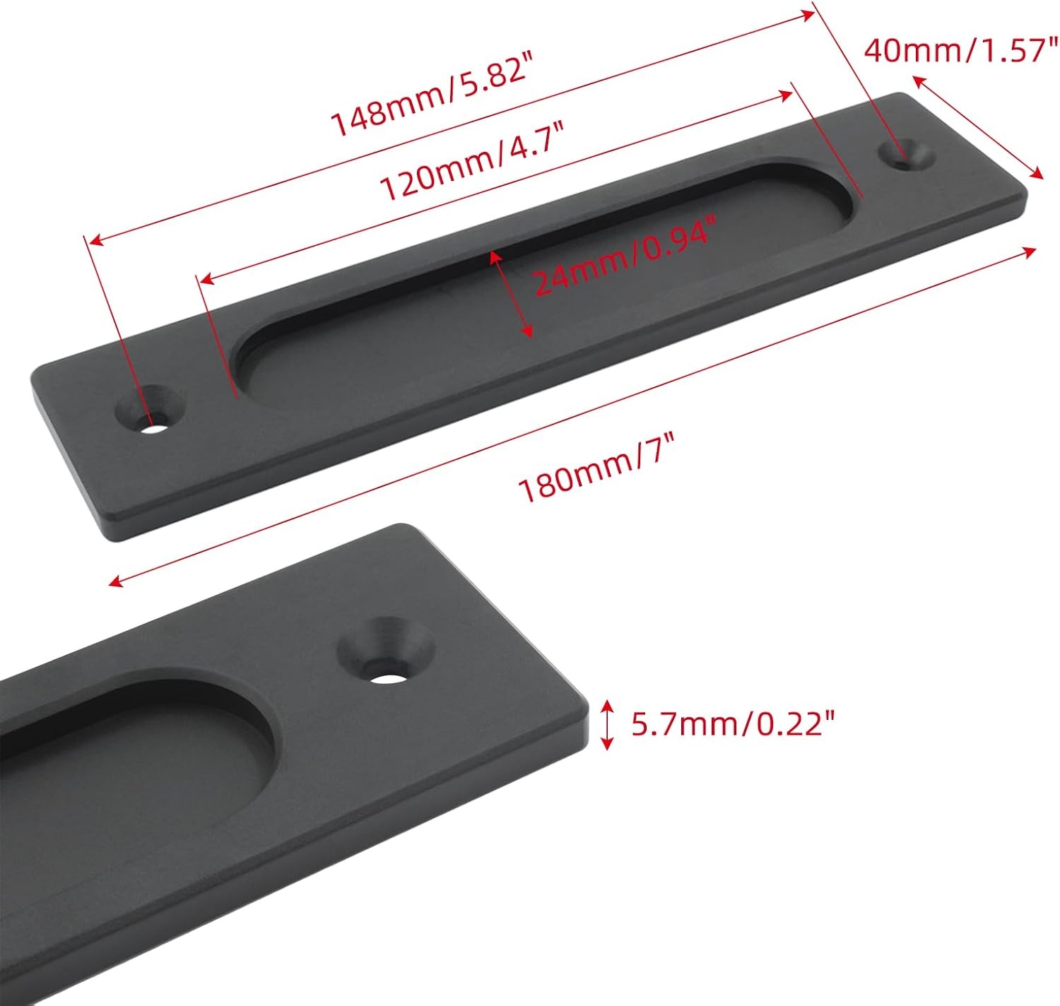7 Inch Flush Pull Rectangular Finger Pulls Recessed Barn Door Handle Sliding