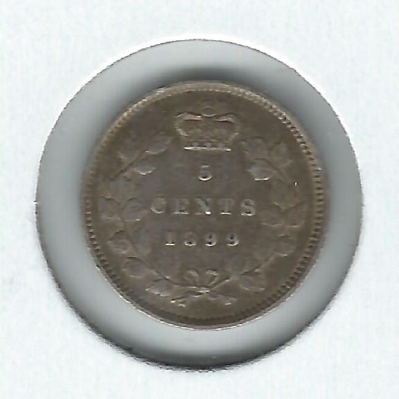 Canada Five Cents 1899 VF