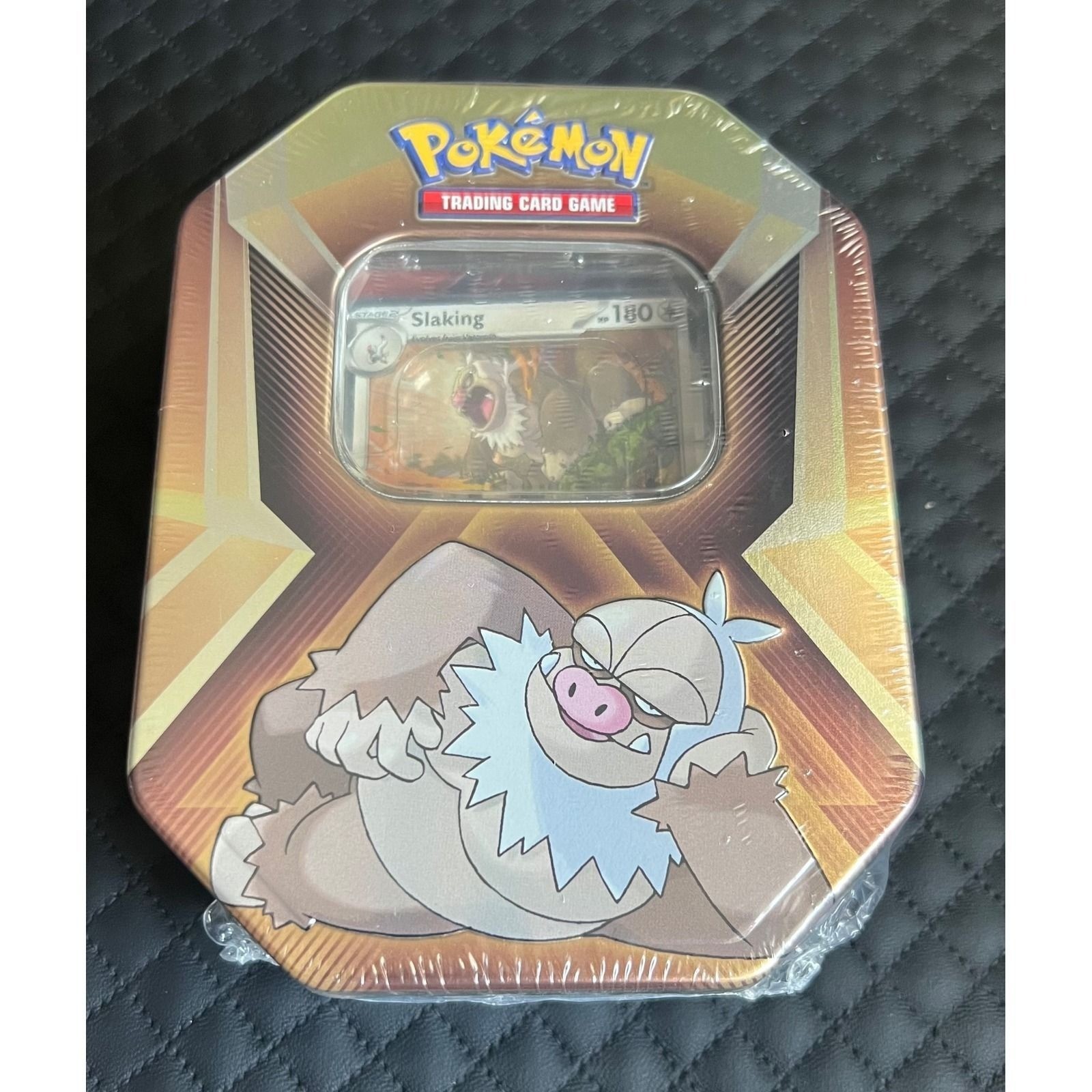 Pokemon Triple Whammy Tin Gold Brown New With Tags Slaking Foil Cards