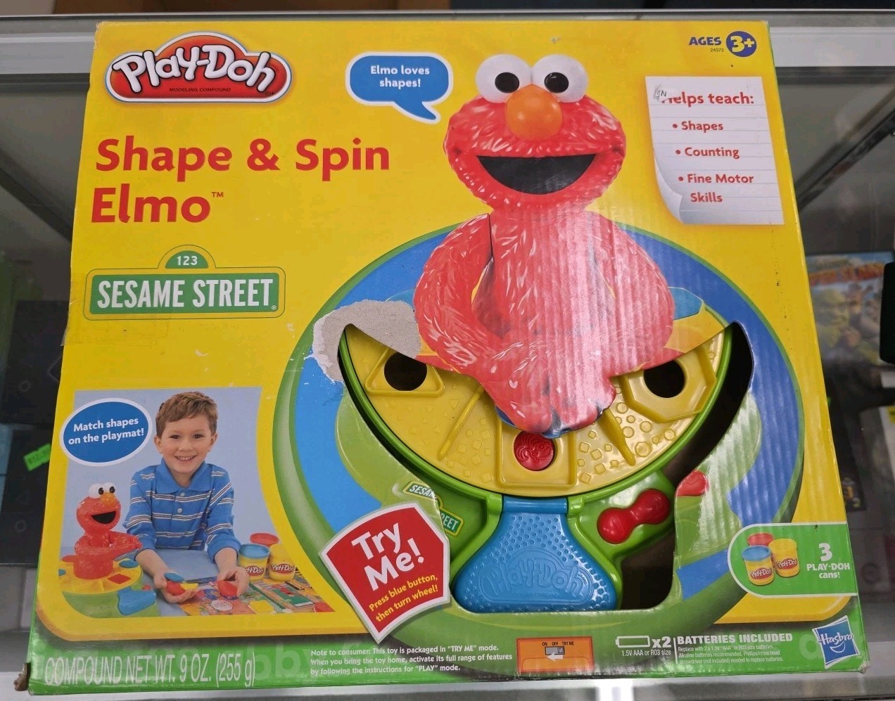 BNIB Sesame Street Play-Doh Shape & Spin Elmo Playset New