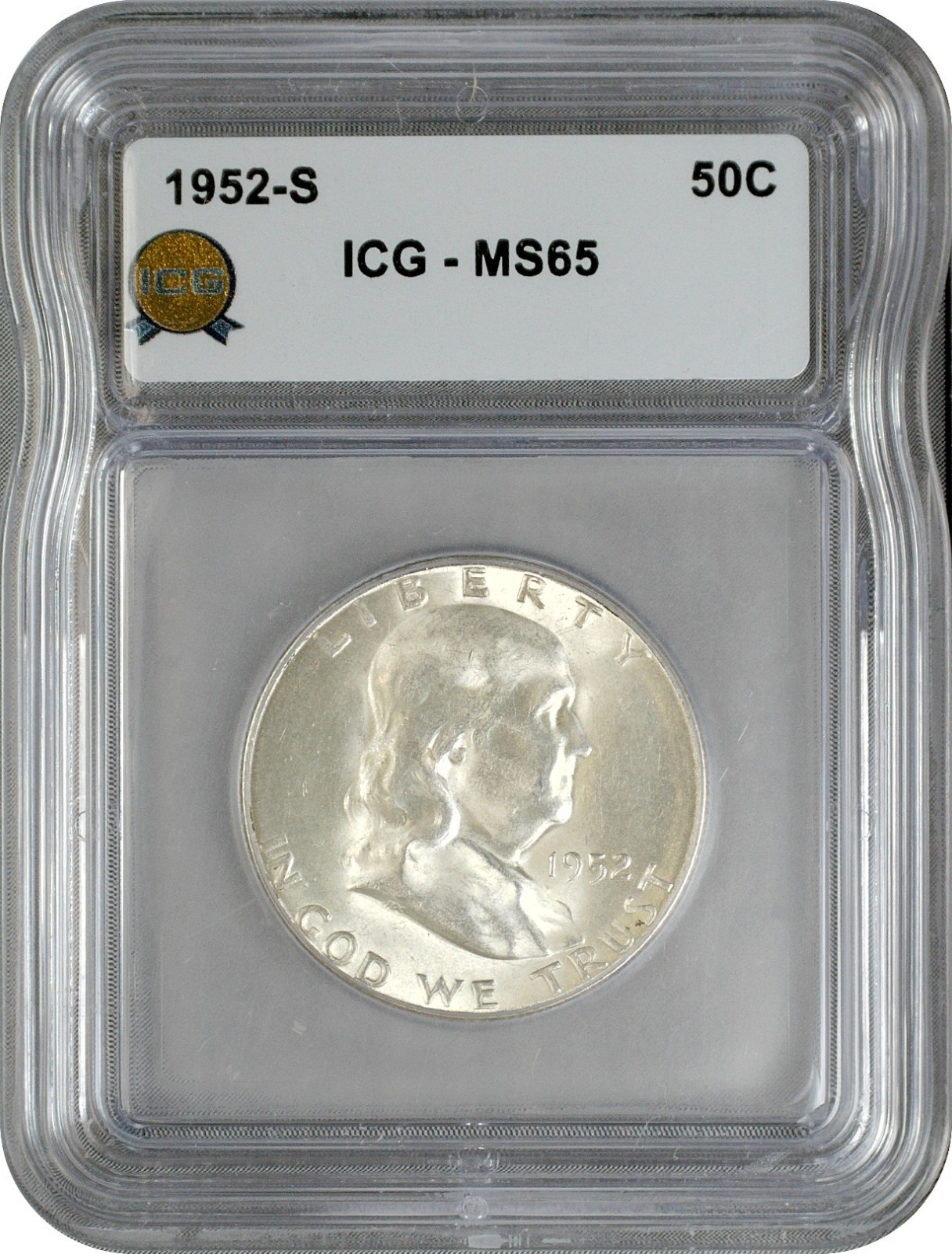 1952 S Franklin Half Dollar 50C ICG MS65 Gem Uncirculated