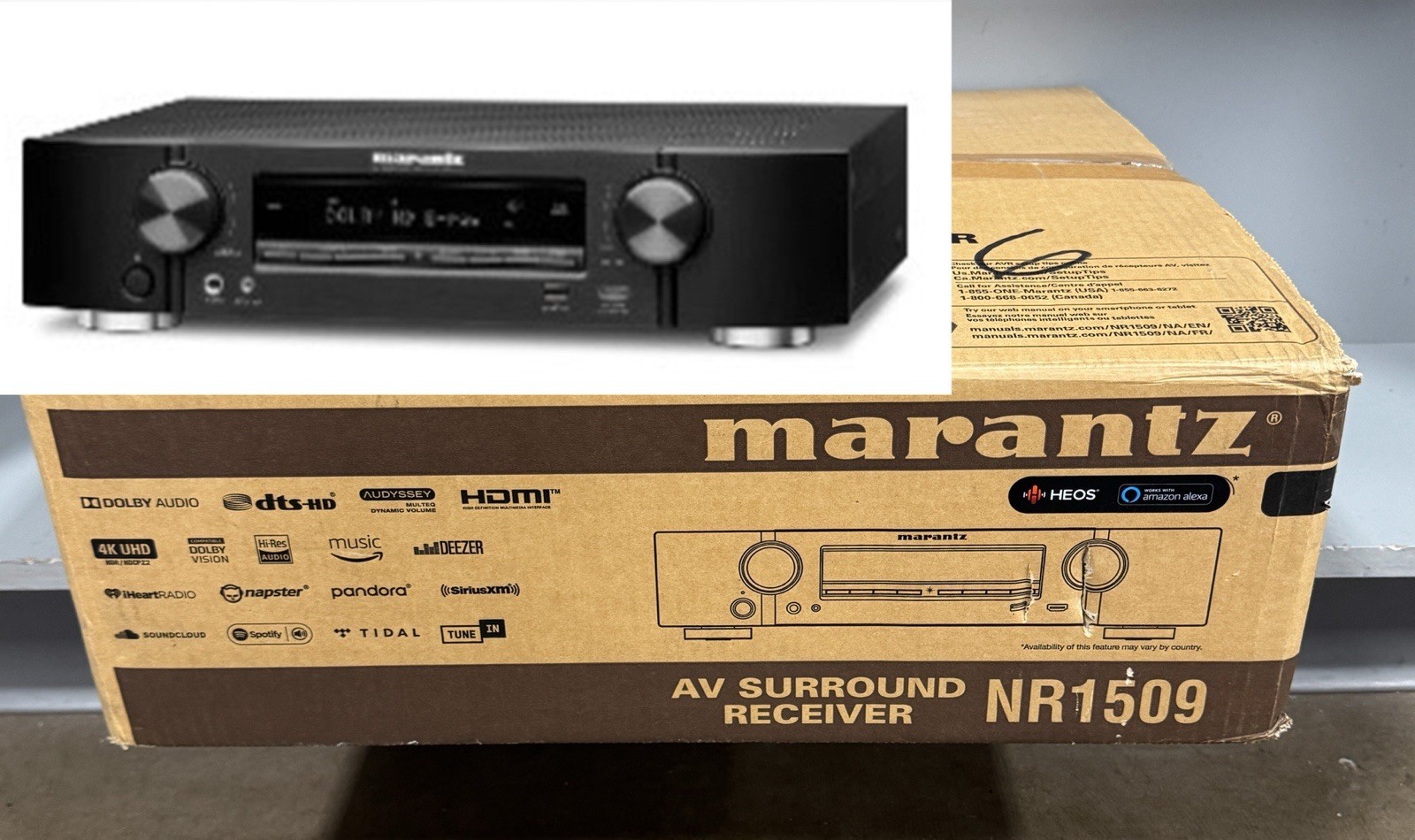 New Marantz NR-1509 Slim 5.2-Channel 4K AV Receiver w/ HEOS Built-In/Wifi/Alexa