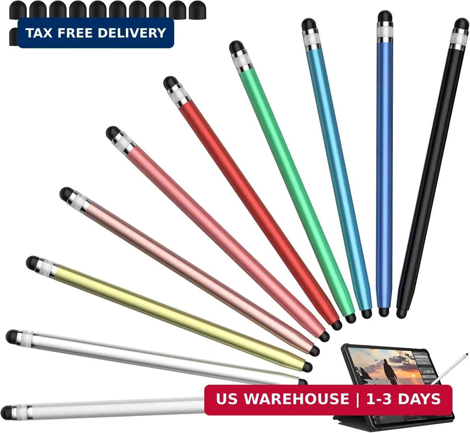Stylus 10Pcs, Stylus Pen for Touchscreen, Universal 2-in-1 Stylists Stylus Pens