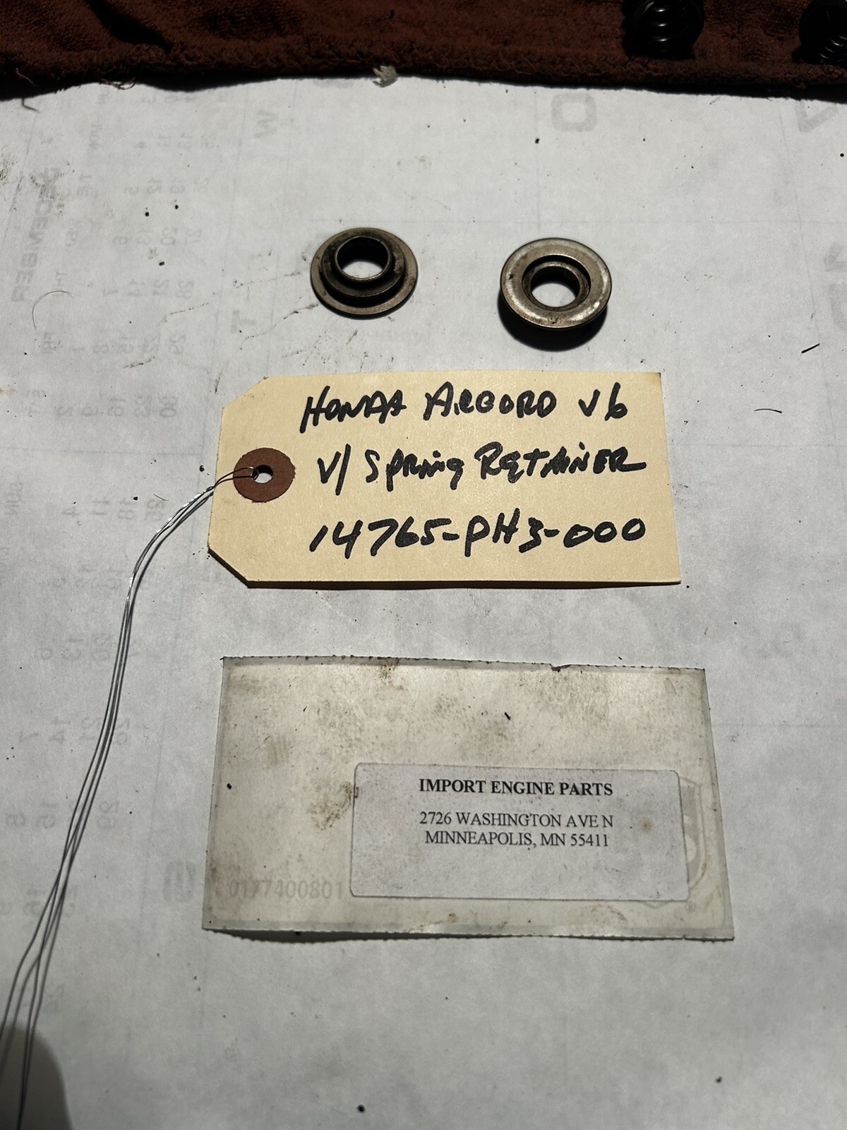 VALVE SPRING RETAINER USED FITS HONDA ACCORD V6 C27A4 SOHC 1995-97 14765-PH3-000